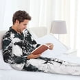 thumbnail image 6 of Fotbe Abstract Eagle Ink Pattern Long Sleeve Pajama Set for Men,Sleepwear Set,2-piece Loungewear Set,Soft PJs Comfy Nightwear with Pockets-Large, 6 of 7