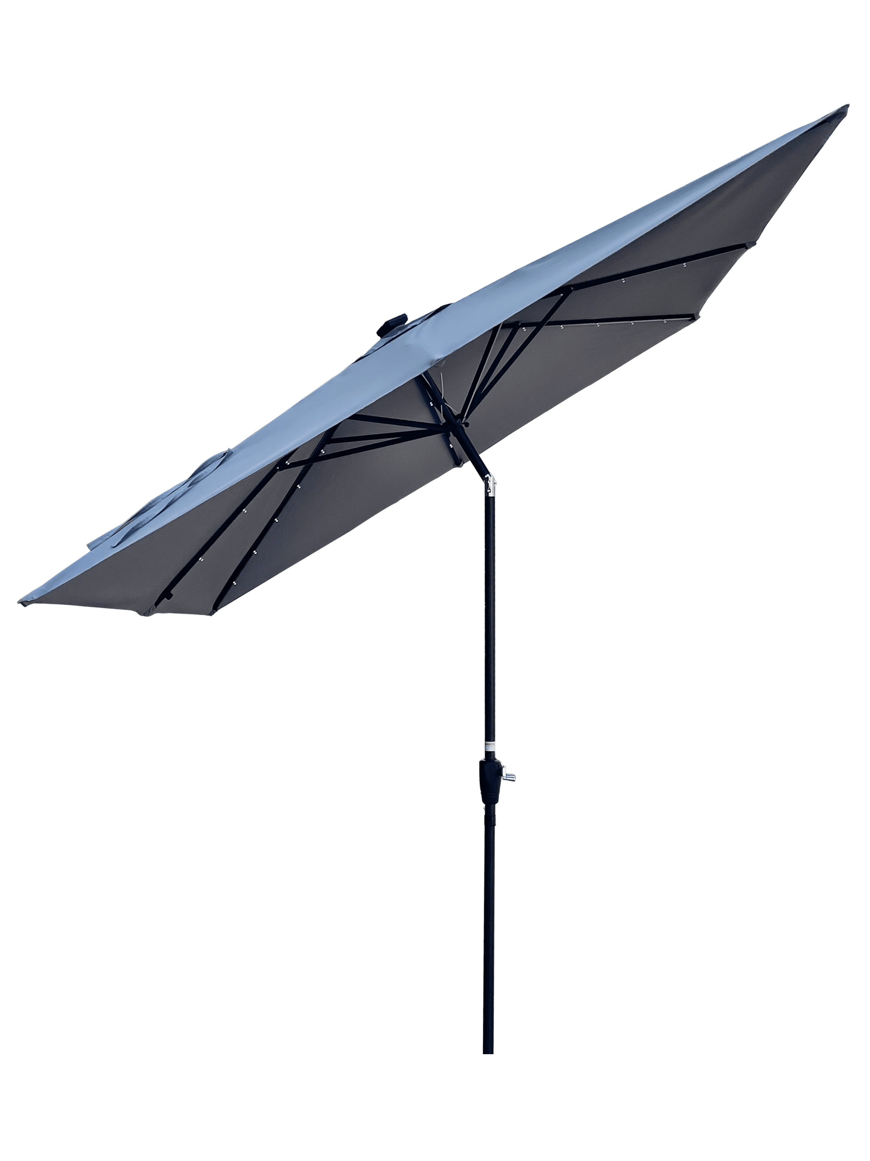 2.5x2.5M Square Outdoor Patio Umbrella, Solar LED Lighted Sun Shade Canopy with 8 Ribs & Crank Base, Medium Grey