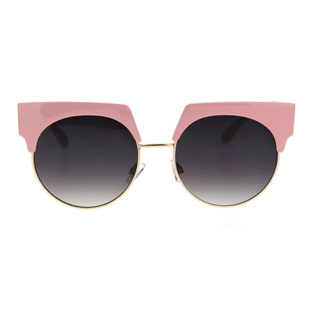 SA106 - Womens Thick Brow Half Horn Rim Cat Eye Sunglasses Pink Gold ...