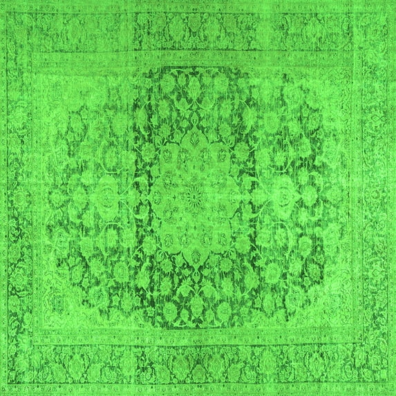 Ahgly Company Indoor Square Persian Green Traditional Area Rugs, 7' Square