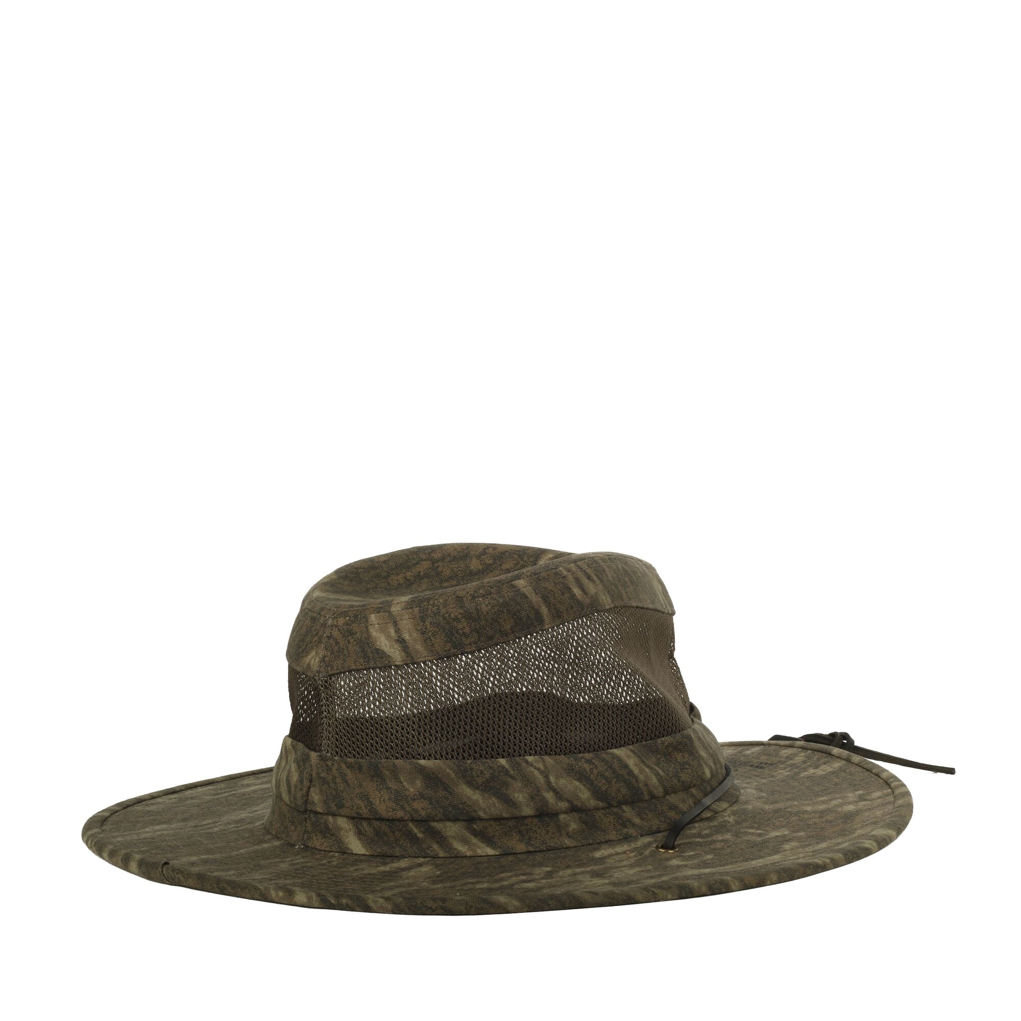 Mossy Oak® New Bottomland Camo Safari Hat – Wide Brim Mesh Crown, Adjustable, One Size