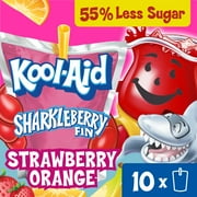 Kool-Aid Jammers Sharkleberry Fin Strawberry Orange Punch Flavored Drink, 10 Ct Box, 6 fl oz Pouches, Liquids