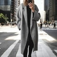 thumbnail image 4 of Womens New Autumn Winter Woolen Coat Fashion Versatile Long Trench Coat Grey XXXL YIWEI, 4 of 6