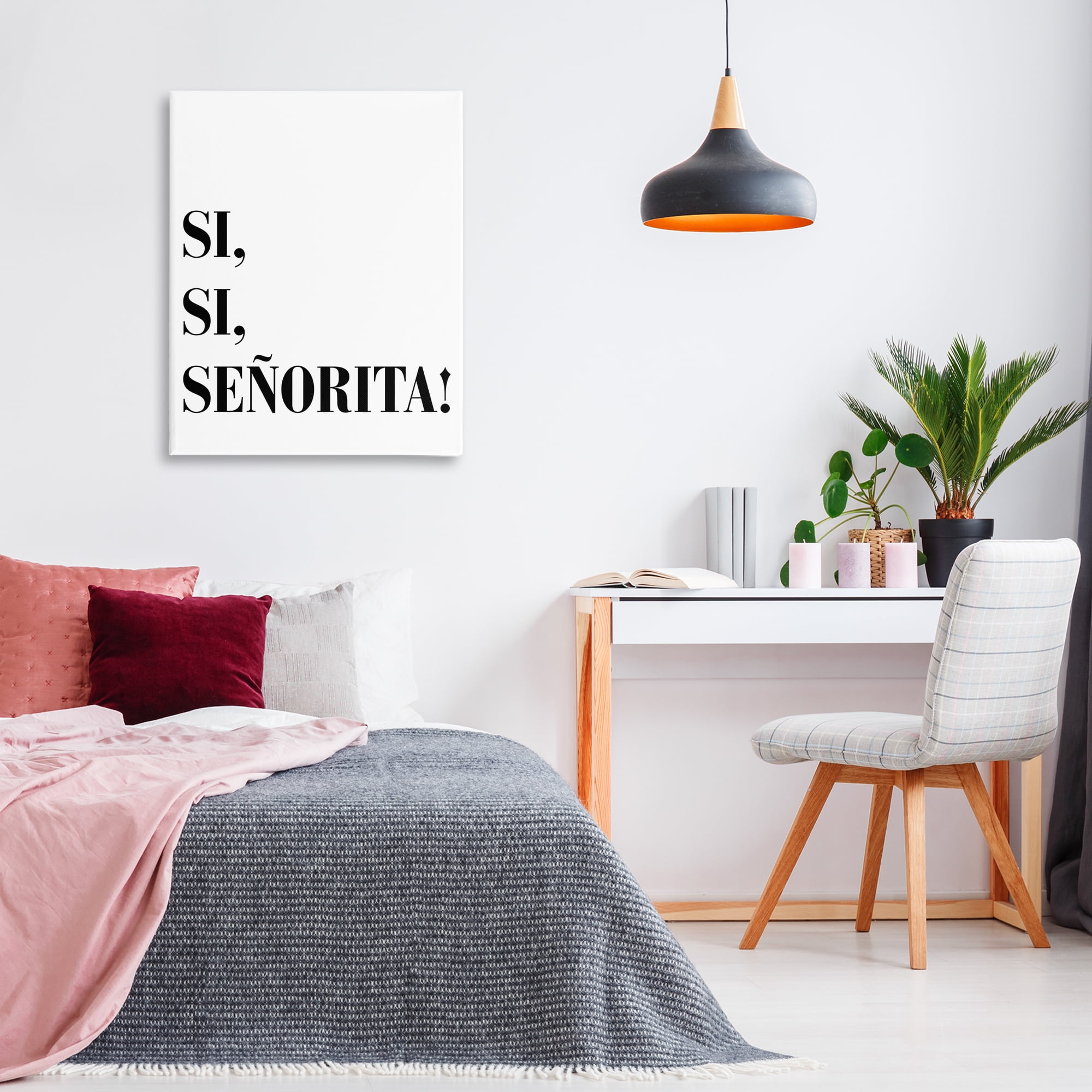 Stupell Industries Sí, Sí, Señorita Inspirational Quotes & Sayings Painting Wrapped Canvas Art Print Wall Art, 30 x 40