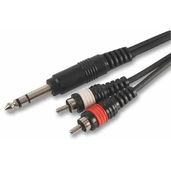 PULSE - 6.35mm Stereo Jack to Stereo RCA Lead, 1.2m Black