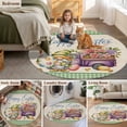 thumbnail image 6 of Easter Round Area Rugs Collection 5', Green Gnomes Eggs Flowers Purple Truck Plaid Non Slip Indoor Circular Throw Runner Rug Floor Mat Carpet for Living Room Dining Table Bedroom Nursery, 6 of 9