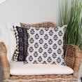 thumbnail image 2 of Block Print Throw Pillow Covers 20x20 Inch Set of 2 Blue Vintage Farmhouse Boho Floral Outdoor Decorations Decorative Throw Pillows Cases Cushion Covers for Home Living Room Couch Decor, 2 of 6