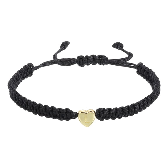 Uxcell Initial Bracelets for Women & Men, Adjustable Alphabet Letter L Heart Link Braided Handmade Rope Couple Bracelets for His and Her Friendship Birthday Graduation Jewelry Gift