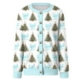 thumbnail image 5 of idosla Christmas Cardigan for Women Funny Fall Winter Retro Ethnic Sweater Tops Long Sleeve Open Front Button Down Knit Coats (Sky Blue, 3XL), 5 of 6