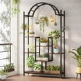 thumbnail image 4 of 5-Tier Plant Stand Metal Flower Shelf Bonsai Pot Display Rack with Hanging Hooks, 4 of 6
