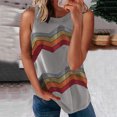 thumbnail image 2 of HAPIMO Women's Summer Tank Tops Casual Loose Fit Camis Vest O-Neck Blouse Colorblock Stripe Print Tops Trendy Comfy Camisole Sleeveless Shirts for Girls Sales Gray L, 2 of 7