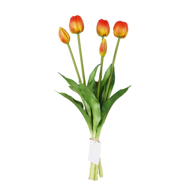 Matsuzay 15 Uds. Gel de sílice tacto Real ramo de látex bajo mantenimiento aspecto realista versátil elegante Decoración naranja