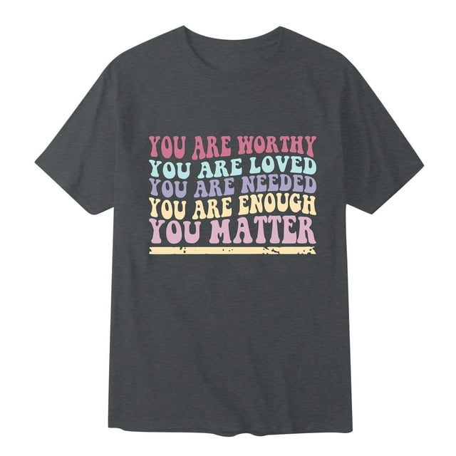 LUOGENLI T-shirts pour Hommes t-Shirt Imprimé Sensibilisation à la Santé Mentale Femmes Printemps Couleur Unie Manches Courtes Col Rond Haut Tee T-shirts Hommes Blanc Pâques Gris Foncé TTG
