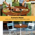 thumbnail image 6 of Elastic Fitted Round Tablecloth, Happy Birthday Waterproof Stretch Table Cover for 36"-44" Tables, Brown Modern Abstract Art Washable Outdoor Tablecloths for Patio, Picnic, Camping, 6 of 9