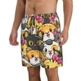 thumbnail image 2 of Kll Cute Cat Cartoon Men'S Casual Summer Beach Shorts Hawaiian Shorts With Pockets-Small, 2 of 9