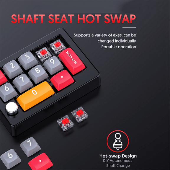 13 Key Macro Programmable Keyboard Fully Hot Swappable Mechanical Switch 7 Color RGB Light Gaming Keyboard-Black,1 x Keyboard,Black