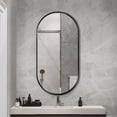 thumbnail image 4 of 26"x38" Oval Wall Mirror, Vanity Mirror, with Metal Frame, Vertical & Horizontal, for Bathroom, Bedroom, Entryway, Modern & Contemporary Wall Mirror - BLACK, 4 of 5
