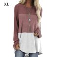 thumbnail image 1 of Camiseta de mujer de manga larga, cuello redondo, color en contraste, camiseta de algodón, rojo ladrillo, XL seitruly AP000711-14, 1 of 7