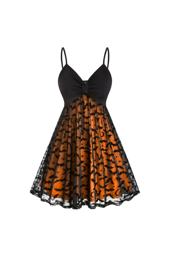 Anime Same Day Delivery Shinobu Dresses Women Vintage Print Sling Double Layer Chiffon Mesh V Neck Dress Vintage Dress Skirt