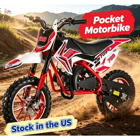 Sioweci 49cc Dirt Bike for Adults & Kids-Kids Dirt Bike 2-Stroke Gas Powered Off Road Motorcycle Mini Bikes 19 MPH for Uphill and Off-Road Conditions Pull Start motos
