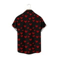 thumbnail image 5 of Yteetum Valentine's Day Gifts Men's Lapel Short Sleeve Button Down Shirts Oversized Valentines Print T Shirts Top Mens Casual Turndown Collar Loose Comfy Summer Button Blouse Hawaiian Beach Shirt, 5 of 6