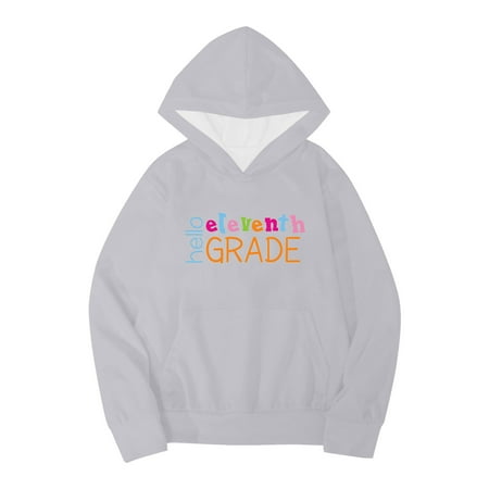 

Bjutir Toddler Girls Sweatshirts Kids Boys Autumn Winter School Season Eleventh Grade Letter Printed Long Sleeve Hoodie Warm Comfortable Tops Childrens Clothing Grey 8-9 Years