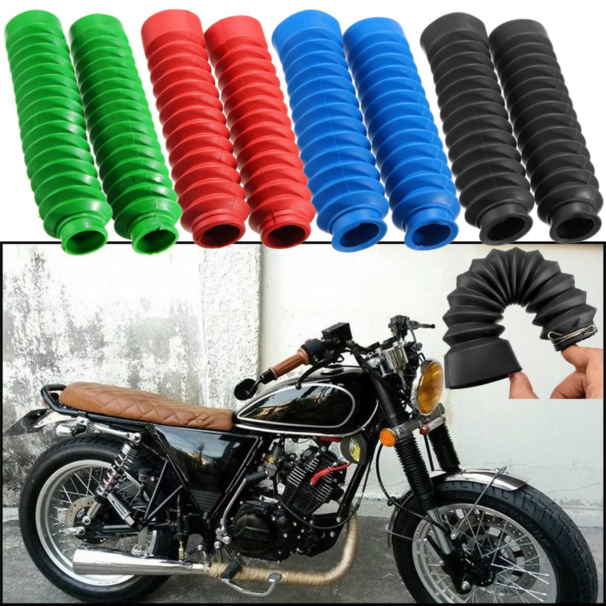 1 Pair Motorcycle Fork Cover,Black Motorcycle Front Fork Tubes Boots Rubber Sleeve Shock Cover for CQR ATV Dirt Bike 