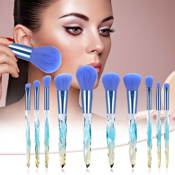 10PCS Crystal Handle Makeup Brushes - Concealers, Foundation, Powder, Eye Shadows, Soft Dense Bristles, Crystal Handle, Professional Home & Travel Use, Holiday Gift, Christmas, Tha Makeup Organizers