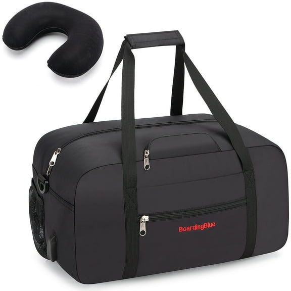 17" Personal Item Underseat Duffel Bag with Pillow for United Airlines (Black)
