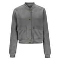thumbnail image 5 of Dasayo Cropped Women Coats Barn Bomber Gray Varsity Motorcycle Jacket Womens Jackets Trendy M, 5 of 9