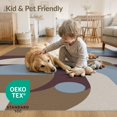 thumbnail image 4 of ODIKA 4'x6' Washable Area Rug Pet Friendly, Non-Shedding Brown Blue Burgundy Geometric Art Design Abstract Shapes with Modern Retro Flair for Bedroom, Reading Nook, 4 of 7