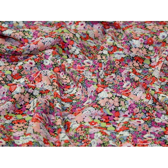Liberty London Augusta Linen Cotton Dress Fabric Pink Flowers - per yard