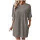 thumbnail image 1 of WILLBEST Vestidos De Lino Para Mujer "Vestido Recto Holgado De Color Puro Con Mangas Cortas Para Mujer, Primavera/Verano, Informal, Cuello Redondo, Liso, Básico", 1 of 3
