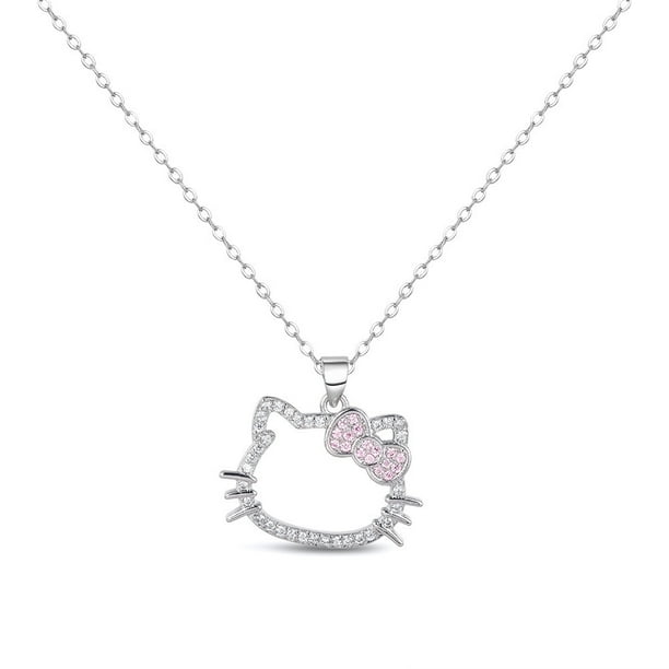 Collar de diamantes con forma de gato de dibujos animados, cadena de clavícula con diseño de nicho, estilo moderno, para chica, estudiante, novia, cadena de lana