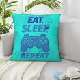 thumbnail image 6 of ZICANCN Eat Sleep Game Repeat Green Cartoon Print Throw Pillow Covers, Bed Couch Sofa Knit Decorative Pillow Covers for Living Room Farmhouse, 20"x20", 6 of 8