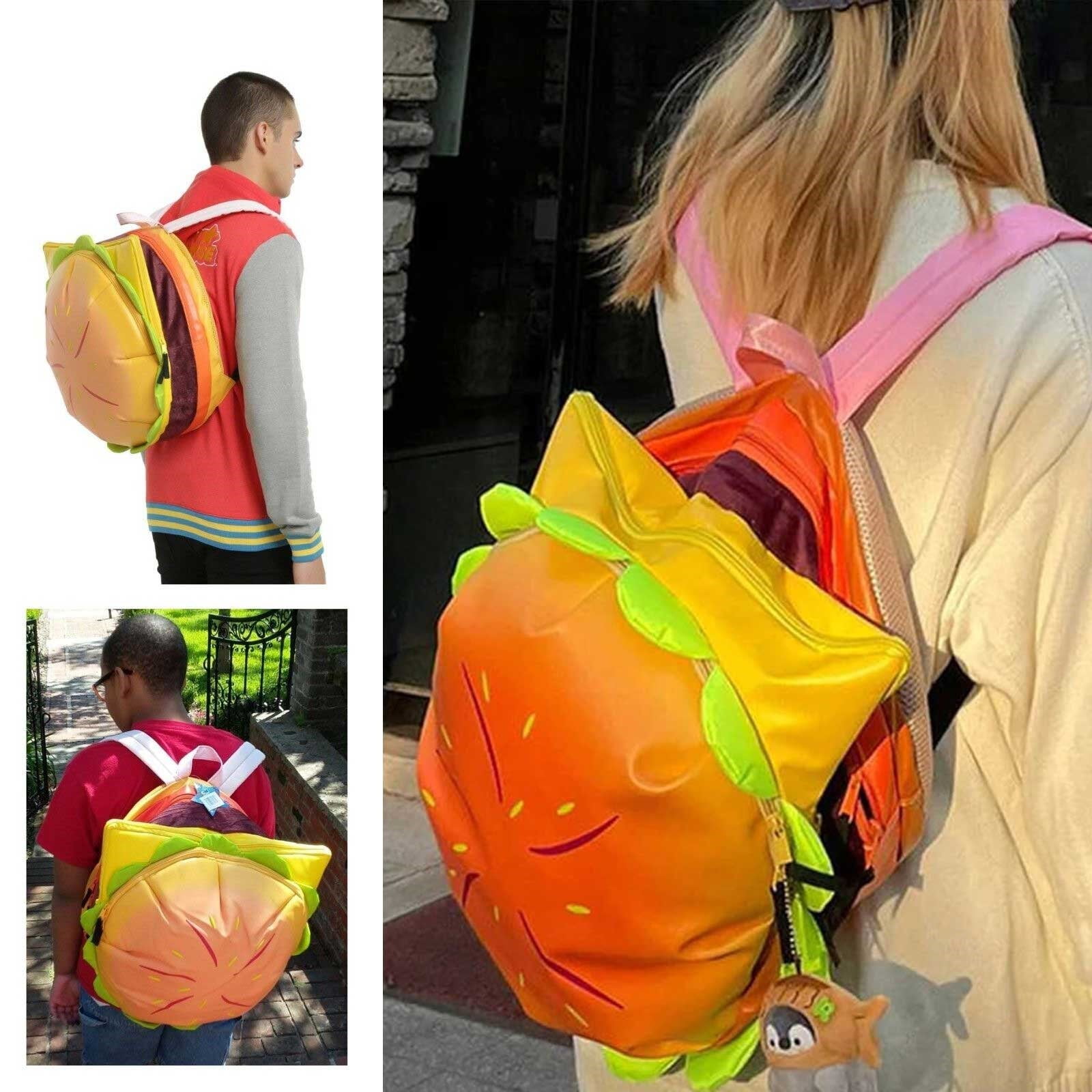 CSSJKYJ Cheeseburger Backpack, Funny Novelty Unique Cool Hamburger Daypack, Fashion Fun Casual Versatile Multi-Compartment Cheese Burger Backpacks(15x7.8x15in)