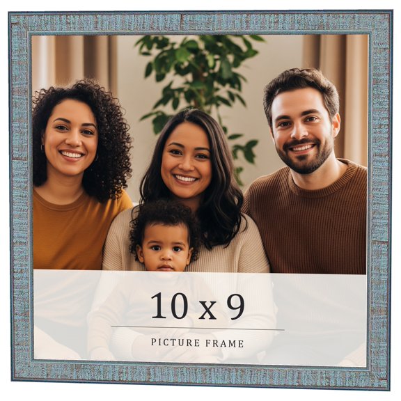10x9 Frame Blue Scuffed Farm Board Solid Wood Picture Frame Width 0.75 Inches | Interior Depth 0.5