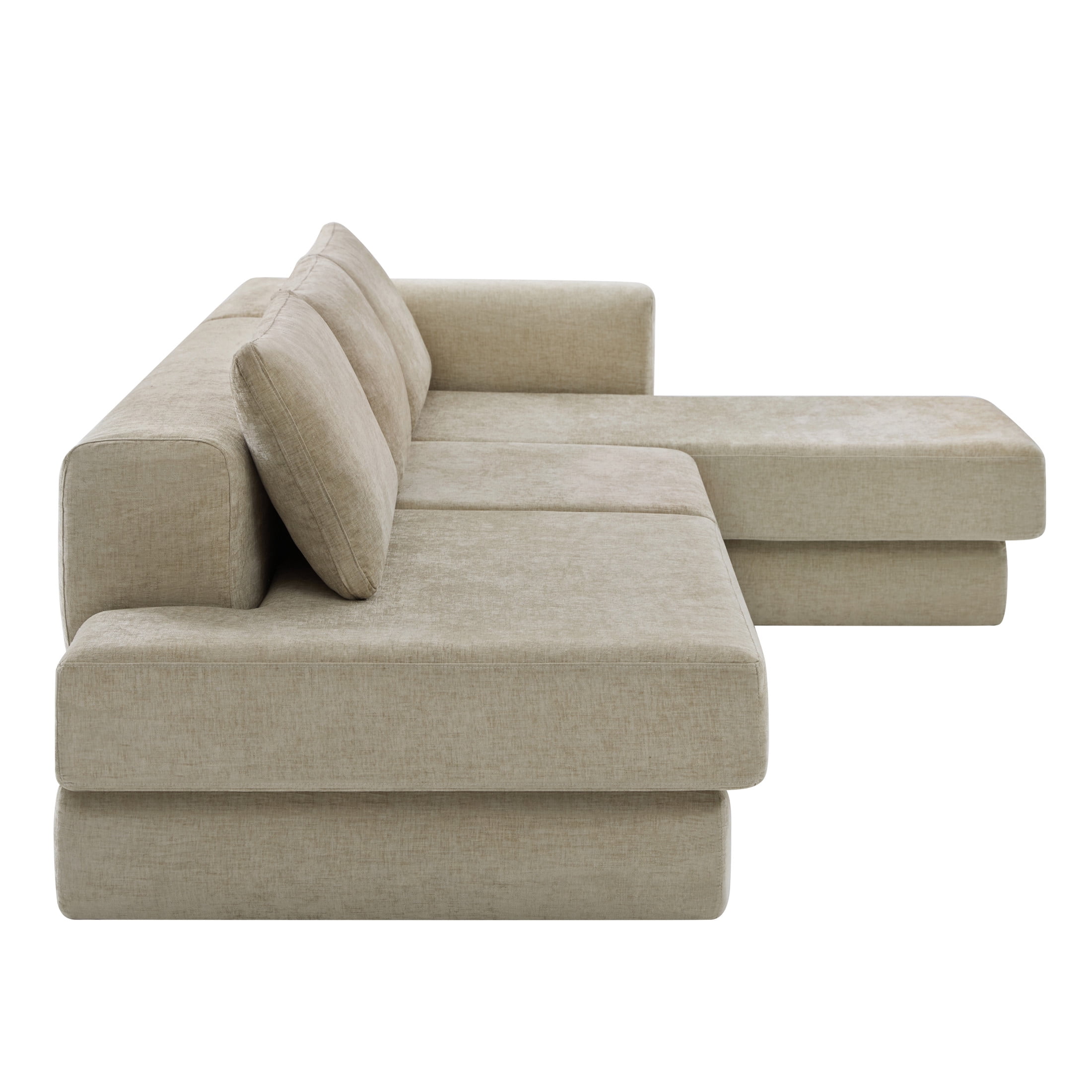 Christopher Knight Home 113" L-Shaped Modular Sectional Sofa with Double Layer Cushions, 4 Seats, Brown