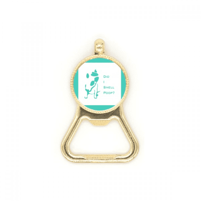 Playful Bull Terrier Smells Poop Beer Bottle Cap Opener Stainless Steel Key Chain
