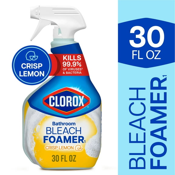 Clorox Bleach Foamer Bathroom and Shower Cleaner Spray, Crisp Lemon, 30 fl oz