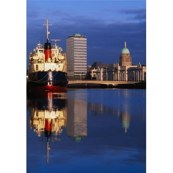 Posterazzi DPI1817552 Guinness Boat Custom House Liberty Hall Dublin Co Dublin Ireland Poster Print by The Irish Image Collection, 12 x 18