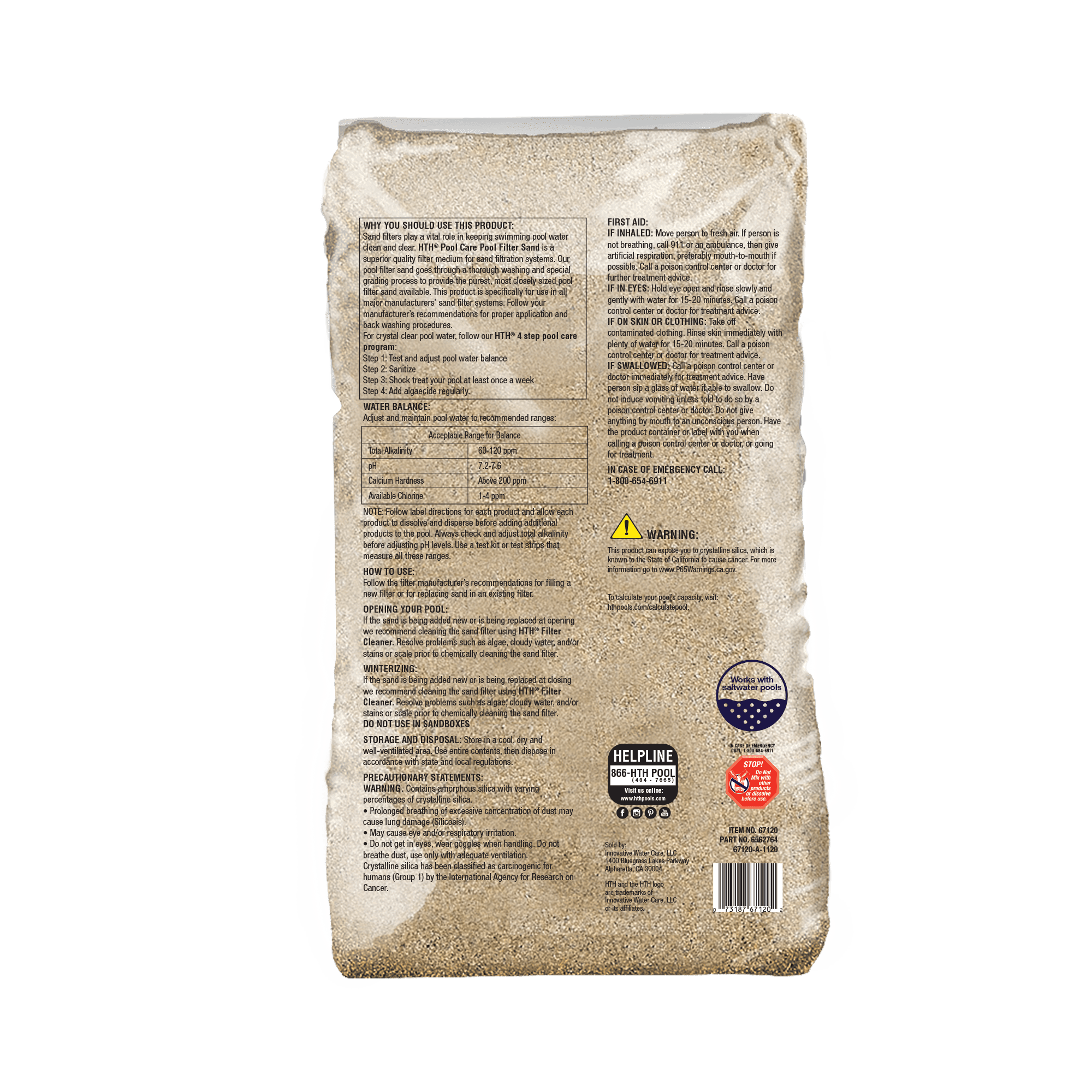 HTH Pool Care Silica Pool Filter Sand 50 lb