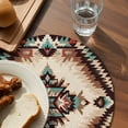 thumbnail image 3 of Brown Teal Red Boho Round Placemats Set of 4 for Dinning Tables,Heat-proof Braided Table Mats 15 Inch,Ethnic Vintage Geometric Abstract Washable Place Mat for Kitchen Restaurant Party Table Decor, 3 of 9