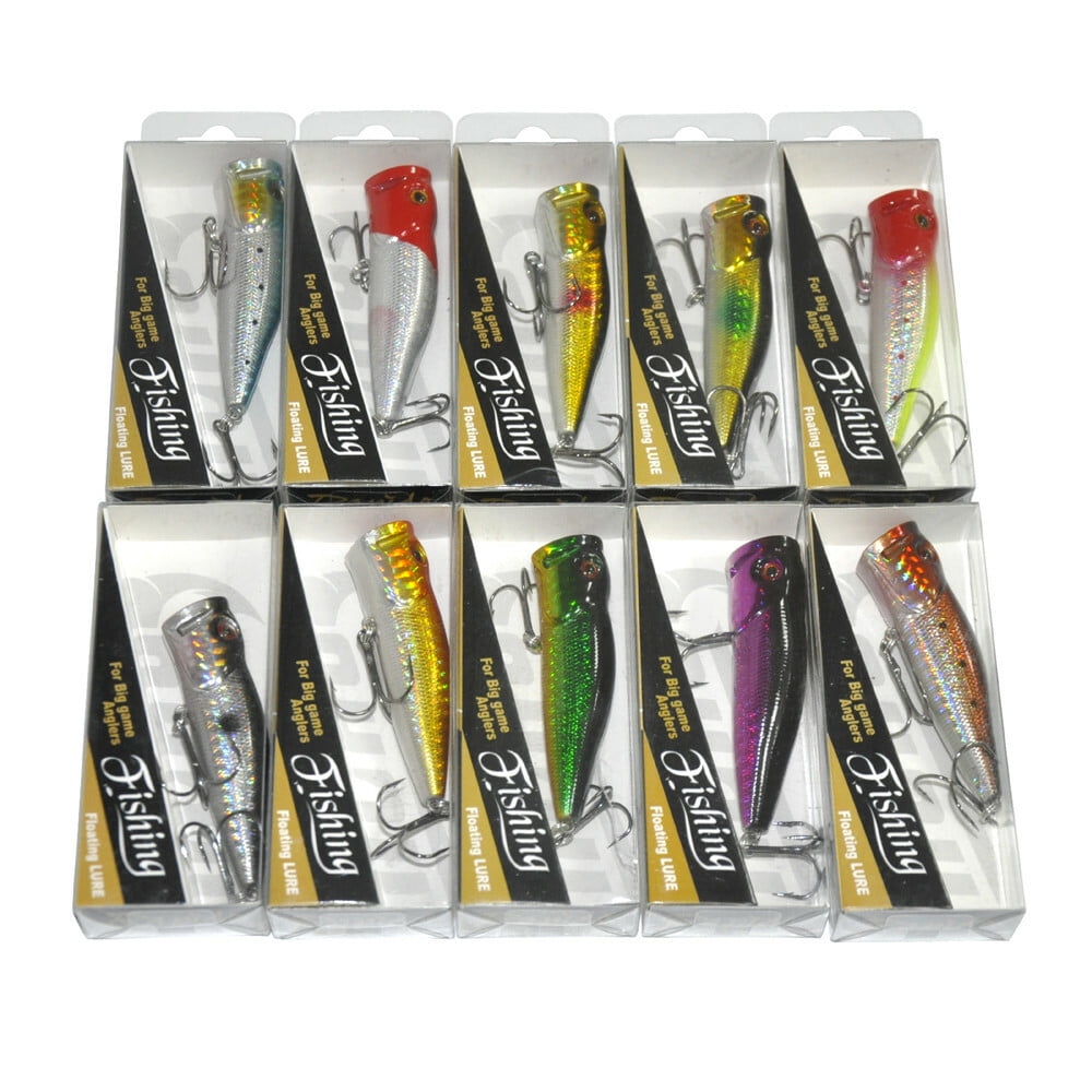 Pack of 40pcs Hard Fishing Lures Crankbaits Popper Minnow Pencil Bass With Box