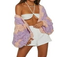 thumbnail image 3 of Femmes Oversize Manches Longues avant Cardigan Chunky Tricot Outwear, 3 of 7