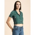thumbnail image 2 of Moomaya Womens Printed Crop Shirt, Short Sleeves, Buttoned Shot Top, 2 of 9