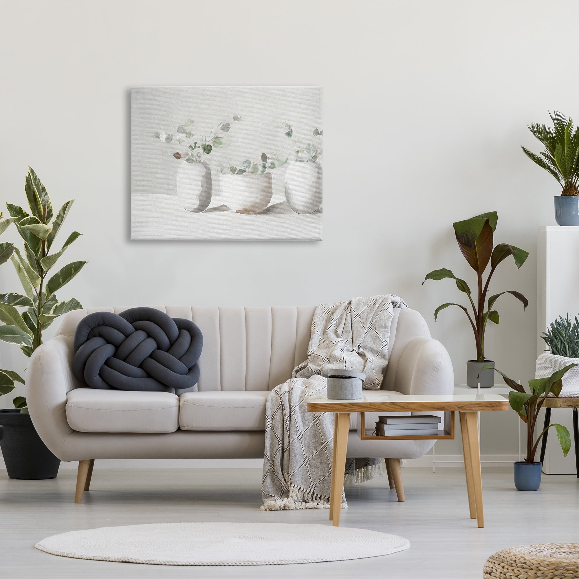 Stupell Industries Subtle White Eucalyptus Botanical & Floral Painting Gallery Wrapped Canvas Art Print Wall Art, 40 x 30