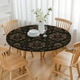 thumbnail image 3 of Round fitted tablecloth with elastic border, soft polyester fabric, floral design, fits 44-52 inch tables, extra large version, 3 of 7