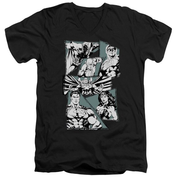 Jla - A Mighty League - Slim Fit V Neck Shirt - Large