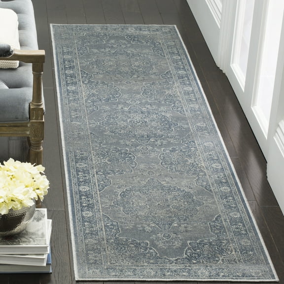 SAFAVIEH Vintage Lamont Traditional Runner Rug, Light Blue/Light Grey, 2'2" x 8'
